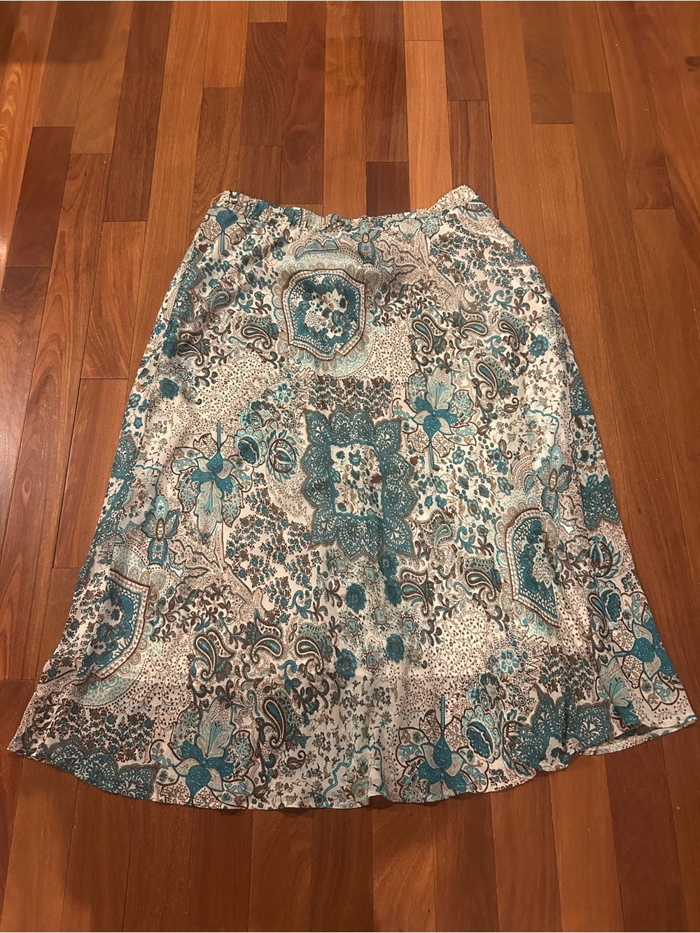 Dress Barn Teal and Cream Paisley A-Line Skirt size 3X